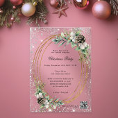 金ゴールドコーン緑QRコード会社クリスマスパーティー アクリル招待状