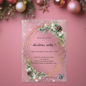 金ゴールドコーン緑QRコード霜クリスマスパーティー アクリル招待状