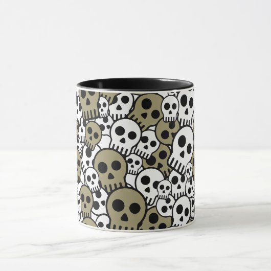 金ゴールドゴシックスカルパターンプリント マグカップ (中央)