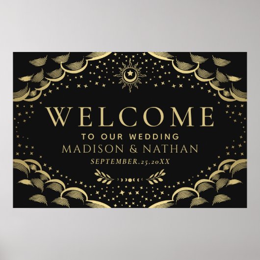 金ゴールドゴシックタロット結婚カードの大看板 ポスター (正面)