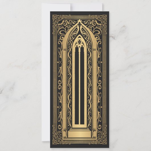 金ゴールドゴシック様式のヴァンパイア大聖堂の日付を保存 招待状 (裏面)