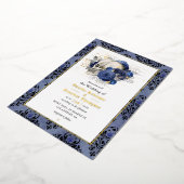 金ゴールドゴシッ結婚クフローラ箔招待状 箔招待状 (回転した状態)