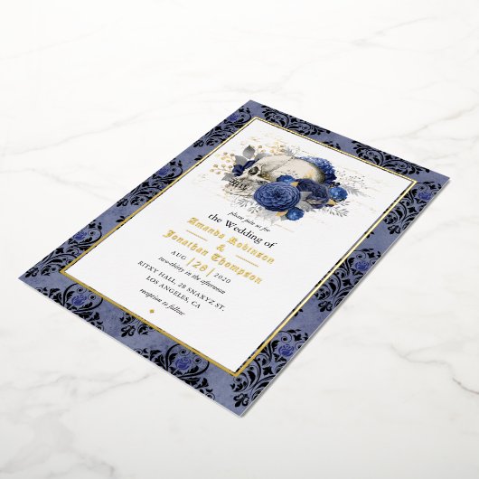 金ゴールドゴシッ結婚クフローラ箔招待状 箔招待状 (回転した状態)