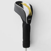 金ゴールドゴルファーon白黒モノグラム ゴルフヘッドカバー (アングル)