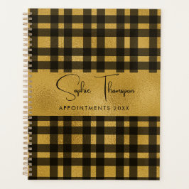 金ゴールドゴールデングリッドプレイド新年 プランナー手帳