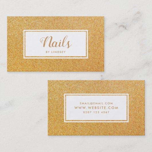 金ゴールドゴールデンスパークルグリッターネイルアーティスト 名刺 (正面/裏面)