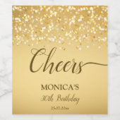 金ゴールドゴールデンスパークル誕生日パーソナライズされた会 ワインラベル (シングルラベル)