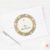 金ゴールドゴールデンスワールエレガントクリスマスギフトタグ ラウンドシール (封筒)