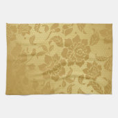 金ゴールドゴールデンハニカムフラワーエレガントフローラ キッチンタオル (横)
