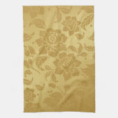 金ゴールドゴールデンハニカムフラワーエレガントフローラ キッチンタオル (縦)