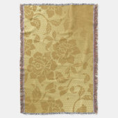 金ゴールドゴールデンハニカムフラワーエレガントフローラ スローブランケット (正面縦)
