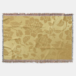 金ゴールドゴールデンハニカムフラワーエレガントフローラ スローブランケット