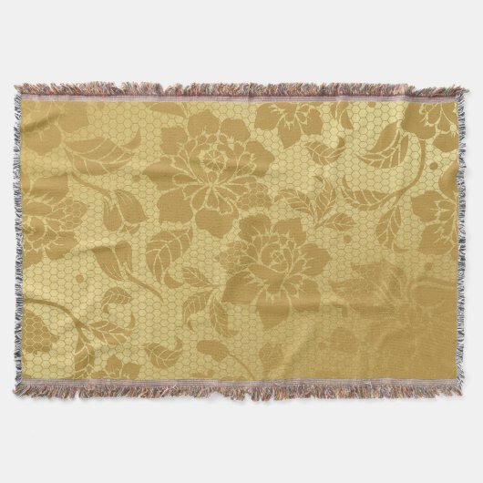 金ゴールドゴールデンハニカムフラワーエレガントフローラ スローブランケット (正面)