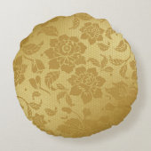 金ゴールドゴールデンハニカムフラワーエレガントフローラ ラウンドクッション (裏面)