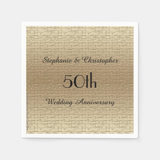 金ゴールドゴールデン50周年記念パーティーペーパーナプキン スタンダードカクテルナプキン (正面)