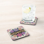 金ゴールドサイケデリックGroovin Flowers Coaster Set コースター (右側)