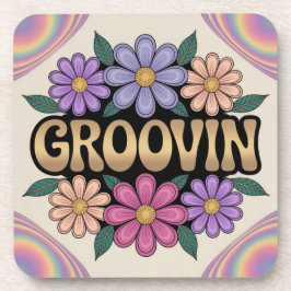 金ゴールドサイケデリックGroovin Flowers Coaster Set コースター