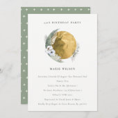 金ゴールドサガグリーンフローラリースエイジ誕生日 サンキューカード (正面/裏面)