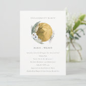 金ゴールドサガグリーンフローラリース婚約招待状 サンキューカード (スタンド正面)