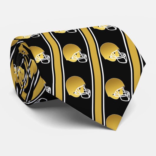 金ゴールドサッカー金ゴールド/ホワイトストライプヘルメット ネクタイ (ロール)