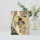 金ゴールドサテンとアイボリーの花の輝き 案内ポストカード (スタンド正面)