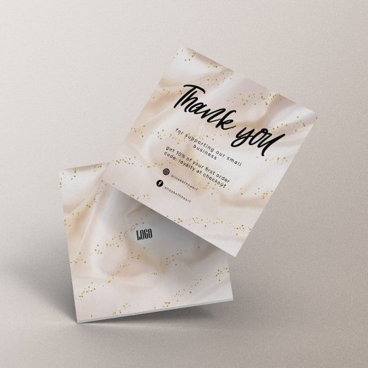 金ゴールドサテングリッター事業サンキューカード スクエア名刺