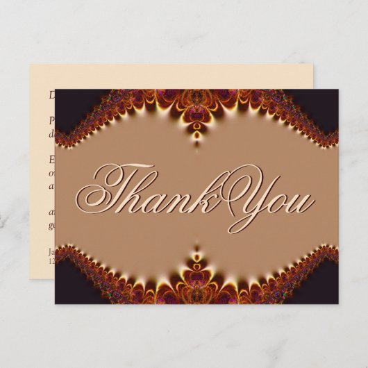 金ゴールドサテンチョコレートレースありがとうはがき ポストカード (正面/裏面)