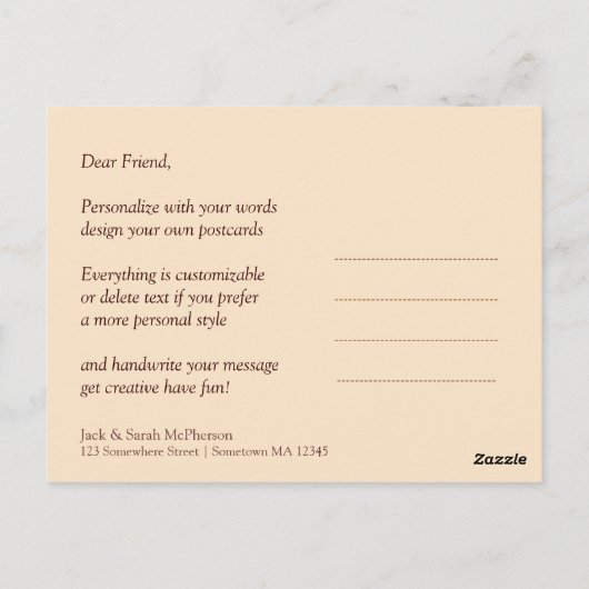 金ゴールドサテンチョコレートレースありがとうはがき ポストカード (裏面)