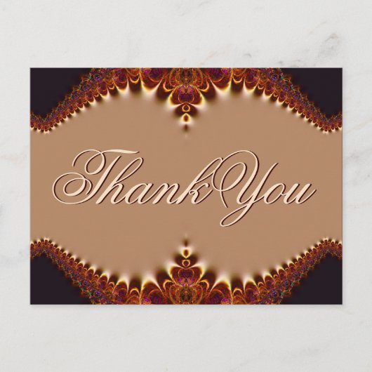 金ゴールドサテンチョコレートレースありがとうはがき ポストカード (正面)
