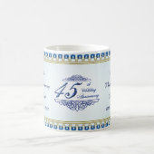 金ゴールドサファイアブルー結婚45周年 コーヒーマグカップ (中央)