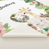 金ゴールドサファリの友だち |水彩フローラ緑 シェルパブランケット (3/4)