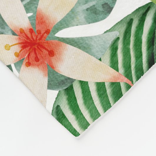 金ゴールドサファリの友だち |水彩フローラ緑 フリースブランケット (角)