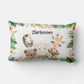 金ゴールドサファリの友だち |水彩フローラ緑 ランバークッション (裏面)