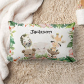 金ゴールドサファリの友だち |水彩フローラ緑 ランバークッション (ブランケット)