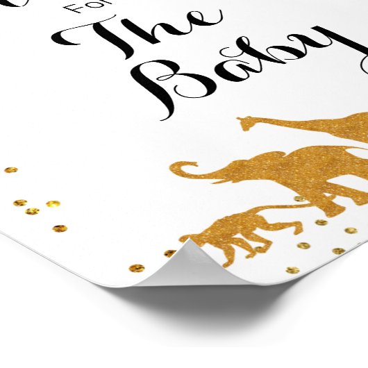 金ゴールドサファリの赤ちゃんシャワーの願いベビーサイン ポスター (角)