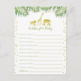 金ゴールドサファリの赤ちゃんシャワーの願いベビー ポストカード