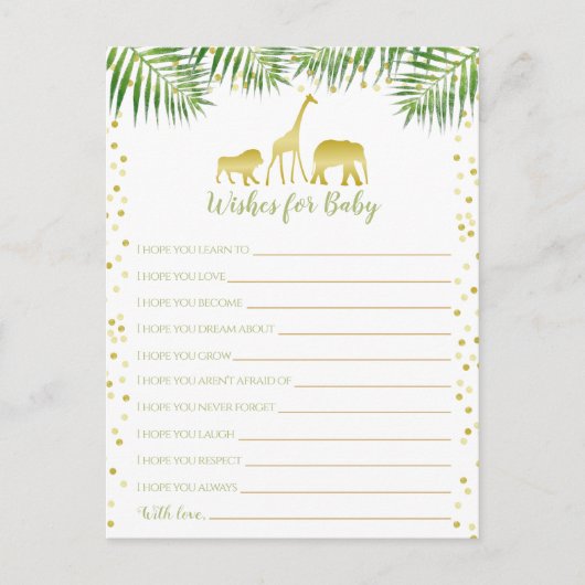 金ゴールドサファリの赤ちゃんシャワーの願いベビー ポストカード (正面)