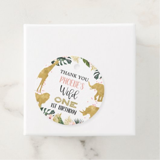 金ゴールドサファリアニマルズフローラワイルドワン誕生日 フェイバータグ (インサイチュ)