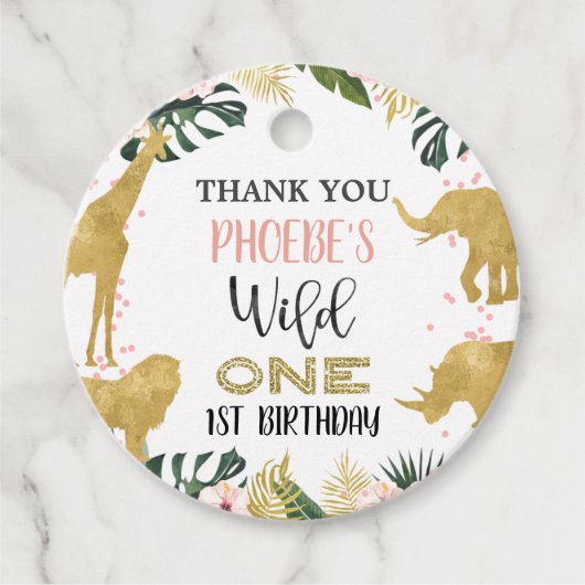 金ゴールドサファリアニマルズフローラワイルドワン誕生日 フェイバータグ (正面)