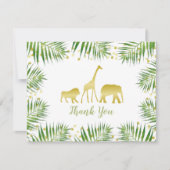 金ゴールドサファリジャングルベビーシャワーサンキューカード サンキューカード (正面)