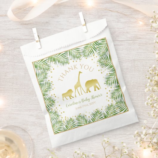 金ゴールドサファリトロピカルベビーシャワートリートカフェスバッグ フェイバーバッグ (クリップ留めされた状態)