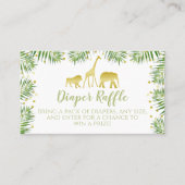 金ゴールドサファリベイビーシャワーおむつラッフルチケット プレイスカード (正面)