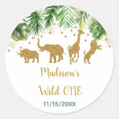 金ゴールドサファリワイルドワンファースト誕生日 ラウンドシール (正面)