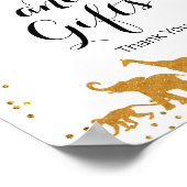 金ゴールドサファリ動物の水のカラーカードとギフトサイン ポスター (角)