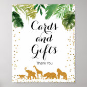 金ゴールドサファリ動物の水のカラーカードとギフトサイン ポスター (正面)