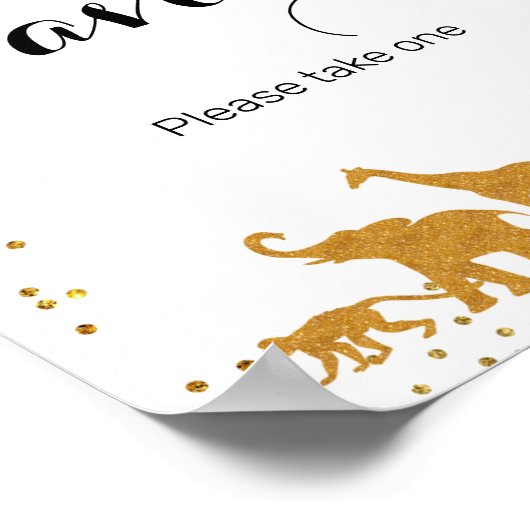 金ゴールドサファリ動物の水の色の好意サイン ポスター (角)