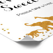 金ゴールドサファリ動物の水の色の愛は甘いサイン ポスター (角)