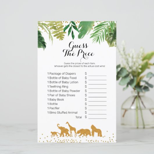 金ゴールドサファリ動物の水の色は、価格を推測ゲーム (スタンド正面)