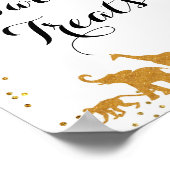 金ゴールドサファリ動物の水の色スウィートトリートサイン ポスター (角)