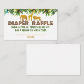 金ゴールドサファリ動物の赤ちゃんシャワーおむつラッフルカード エンクロージャーカード (正面/裏面)